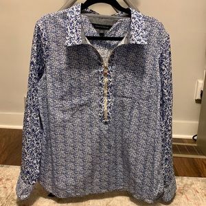 NWOT top Tommy Hilfiger Floral Zip Front Long Sleeve